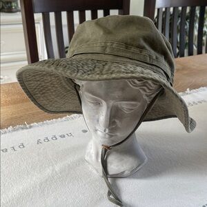 Dorfman Pacific Olive Green Cotton Boonie Hat with Chin Strap